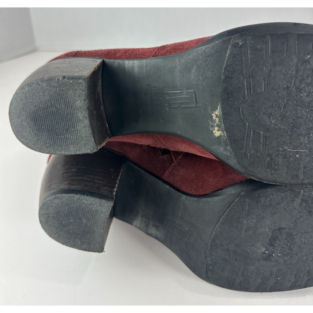 Sundance Suede Ankle Boots Size 39 US 8.5 - 9 Block Heel Burgundy Red Booties - Picture 11 of 16